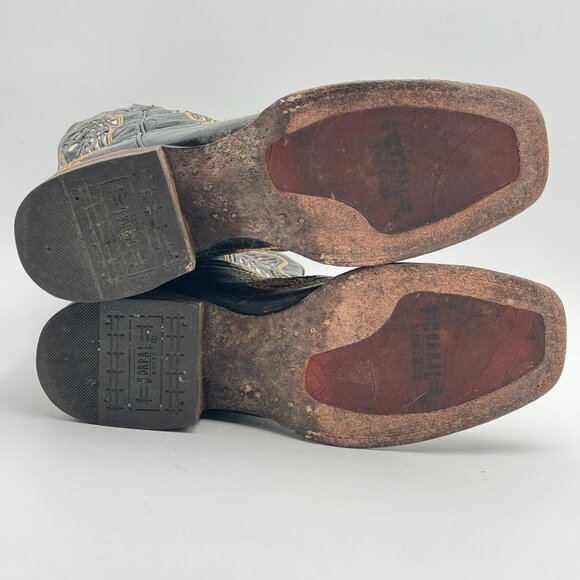 Corral Vintage Mens 10M Cowboy Boots Square Toe Western Embroidered Wings Cross - Picture 5 of 12